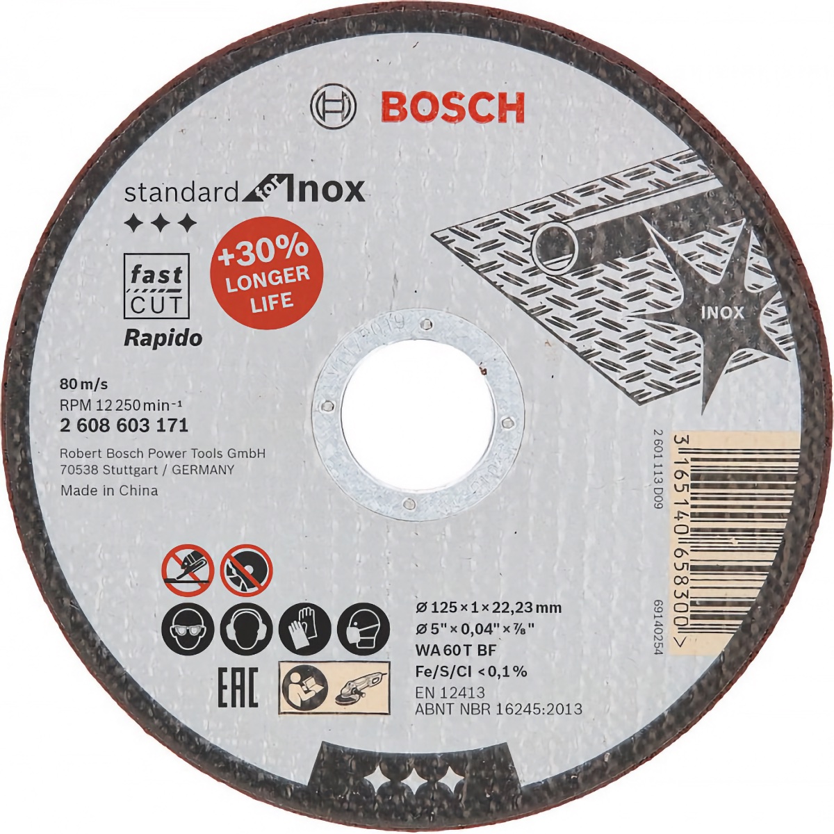 Круг отрезной по металлу Bosch Standard for INOX 125x1 мм (2608603171)