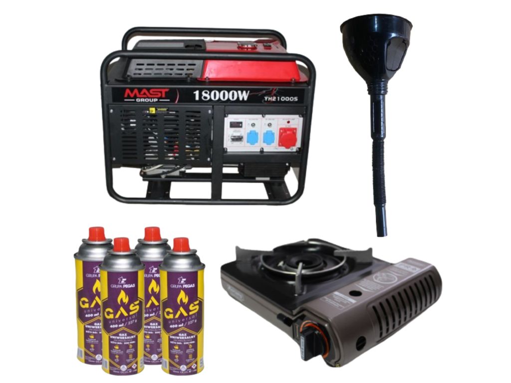 Бензиновый генератор MAST GROUP YH21000S + газовая плитка Orcamp CK-505 + 4 газовых картриджа 400 мл (KYH21000)