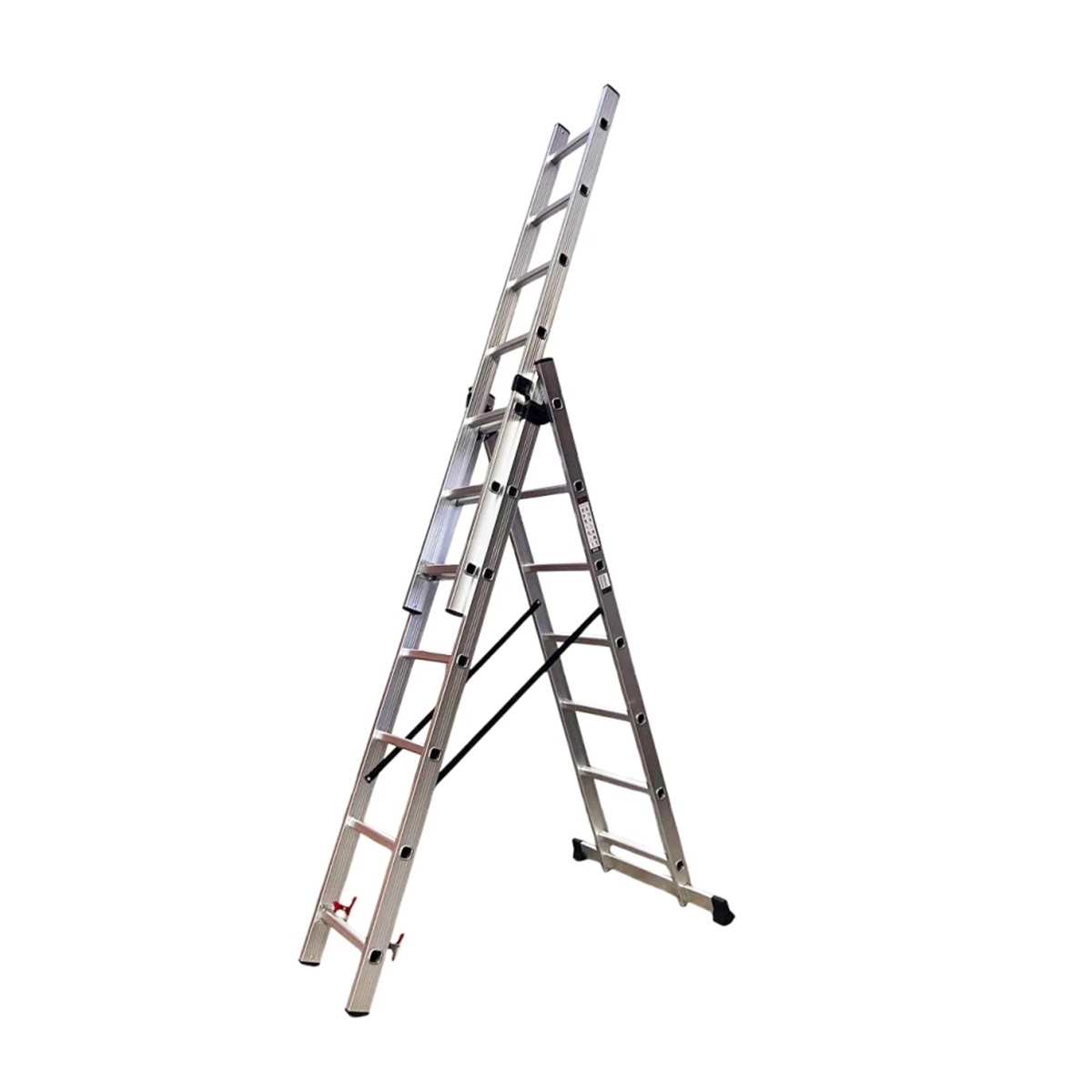 Лестница алюминиевая трехсекционная GTM KME307 3x7 ступеней 1.9-4.07 м (39944)