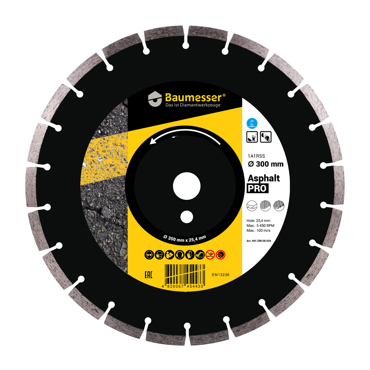 Круг алмазный отрезной BAUMESSER Asphalt Pro 1A1RSS/C3 300x25,4 (94320005022)