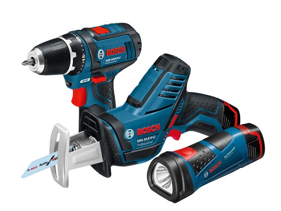 Набор аккумуляторного инструмента BOSCH Professional 3-в-1, 10,8В фонарь + пила + шуруповерт (0615990G02)