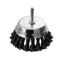 Щетка торцевая Mastertool из плетеной проволоки D100 со стержнем 1/4" (19-7310)