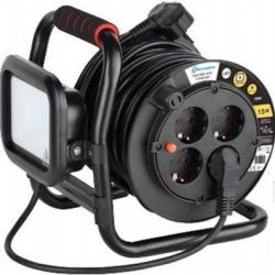 Удлинитель Electraline 15 м, 3х1.5 мм, 4 роз. c LED прожектором (49213)