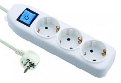 Удлинитель бытовой Electraline 5 м, 3х1.0 мм, 3 розетки с кнопкой (62163)
