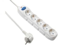 Удлинитель бытовой Electraline 5 м, 3х1.0 мм, 5 розеток, с кнопкой (62169)