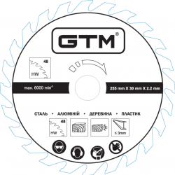 Диск пильный GTM 255*30*2,2/1,7мм (11435)
